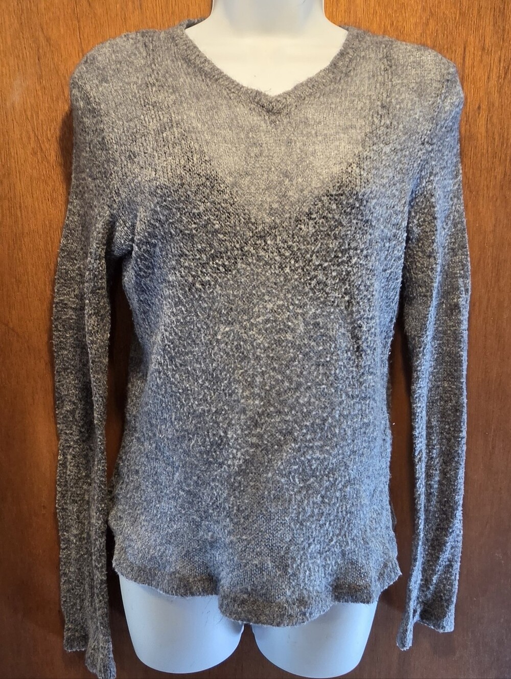 Forever 21 Gray V-Neck Mohair Blend Lightweight/sheer Sweater SzL